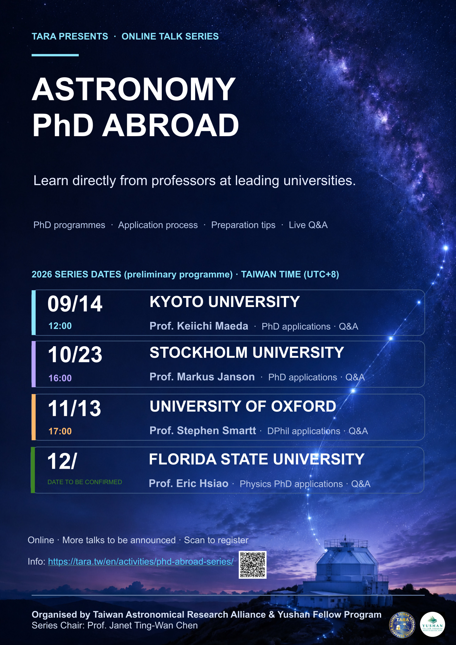 TARA Astronomy PhD Abroad Online Talk海報