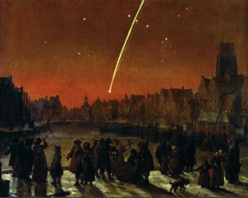 Lieve Pietersz Verschuier畫家所畫的彗星C/1680 V1(Kirch/牛頓彗星)